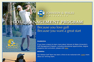 Johnson and Wales University golf program web site by Jim Grenier dba Renegade Studios.